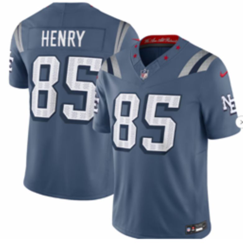 Men 2025 New England Patriots #85 Henry blue 5th generation Throwback Nike Limited NFL Jersey style 012->milwaukee brewers->MLB Jersey